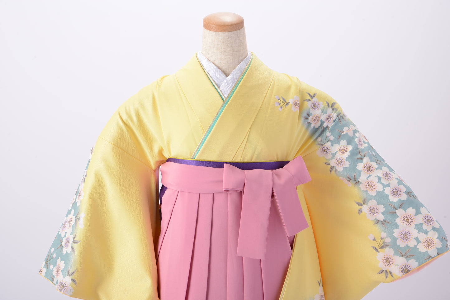 黄色（水色桜）×ピンク桜袴　KH15‐1